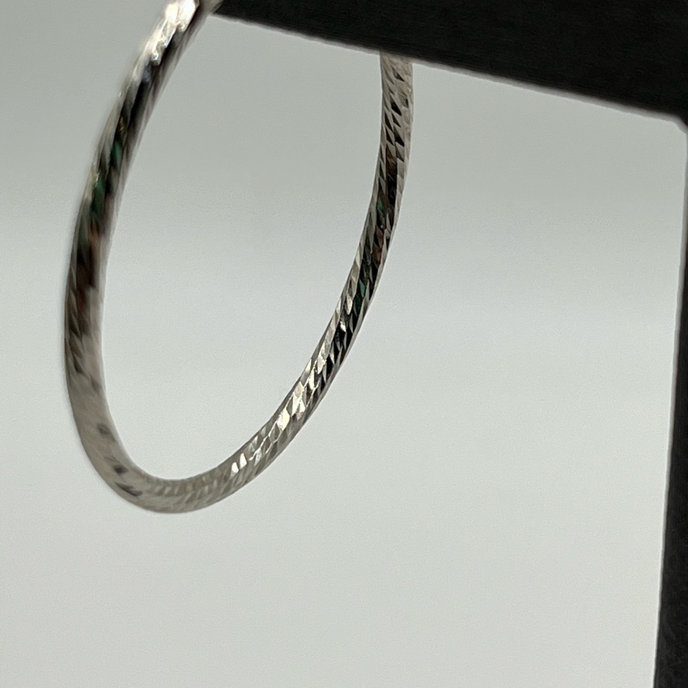 TexturedSterling Silver Hoop Earrings - Picture 4 of 5